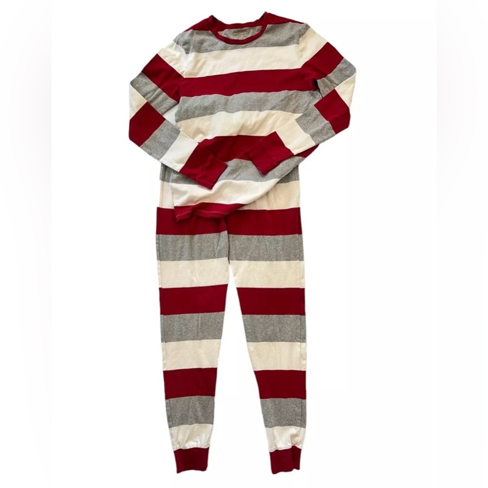 Burt’s Bees women’s small red gray striped pajamas